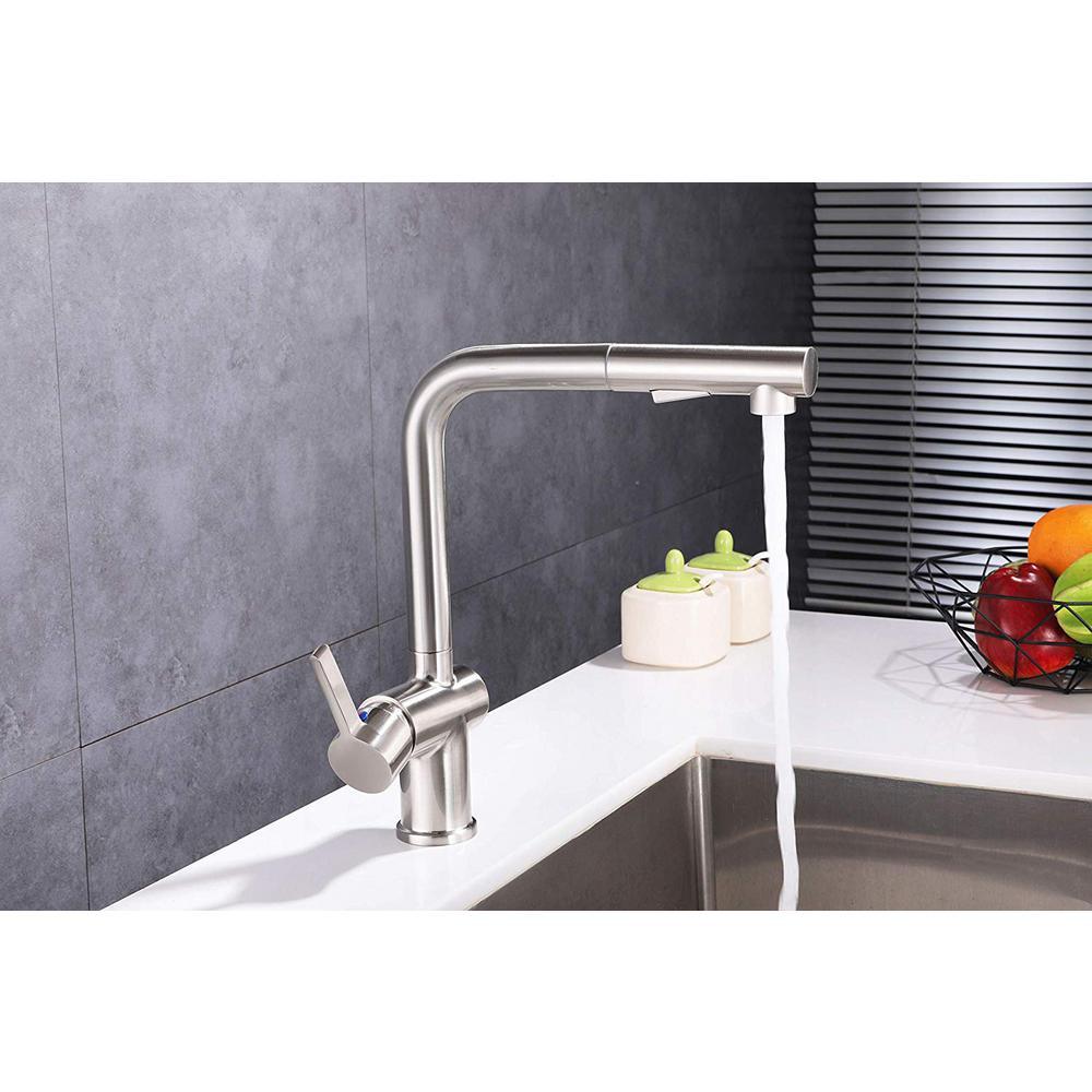 Single-Handle Pull Out Sprayer Kitchen Faucet in Polished Chrome - Super Arbor