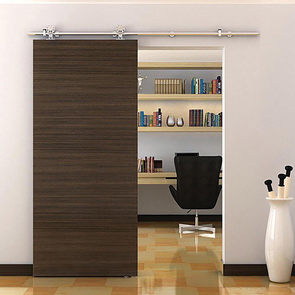 5 ft./60 in. Stainless Steel Sliding Barn Door Hardware Kit Spoke Wheel for Single Door with Non-Routed Floor Guide - Super Arbor
