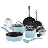 Blue Nonstick Cookware Set with Containers, 19-Piece