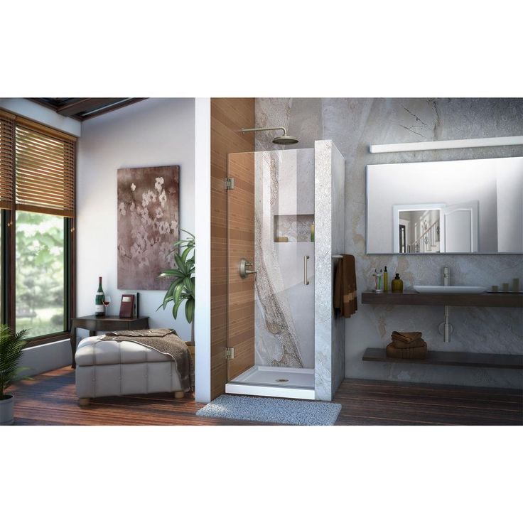 DreamLine Unidoor 24 in. W x 72 in. H Frameless Hinged Shower Door in Brushed Nickel