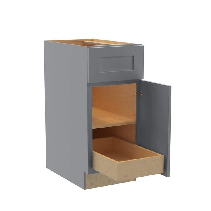 Home Decorators Collection Newport 15 in. W x 24 in. D x 34.5 in. H Assembled Plywood Base Kitchen Cabinet in Pearl Gray with 1ROT Soft Close RH