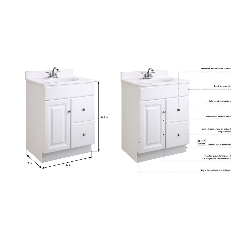 Wyndham 24 in. W x 18 in. D Unassembled Bath Vanity Cabinet Only in White Semi-Gloss