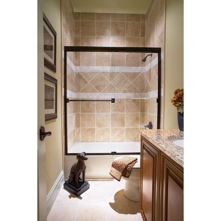 Classic 60 in. x 57 in. Clear Semi-Frameless Sliding Tub Door in Oil Rubbed Bronze