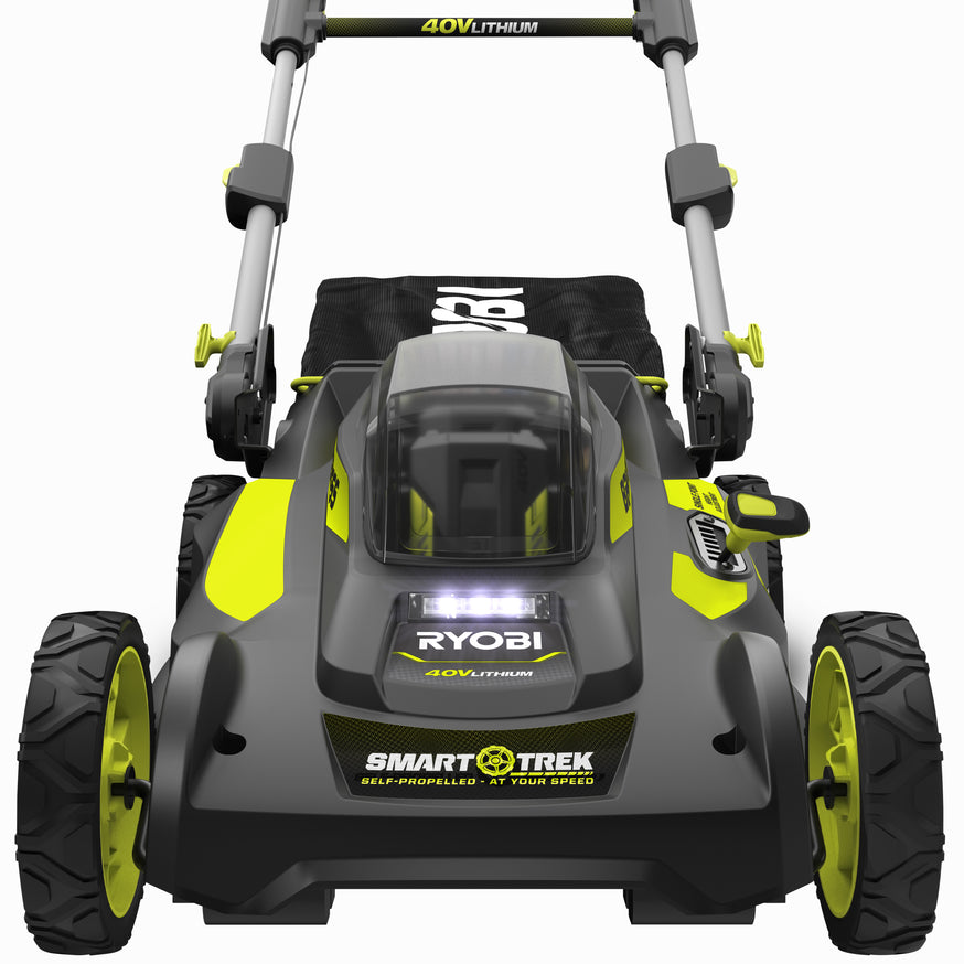 RYOBI 20 in. 40-Volt Brushless Smart TREK Self‑Propelled Cordless Lawn Mower with Two 6.0Ah Batteries and Charger