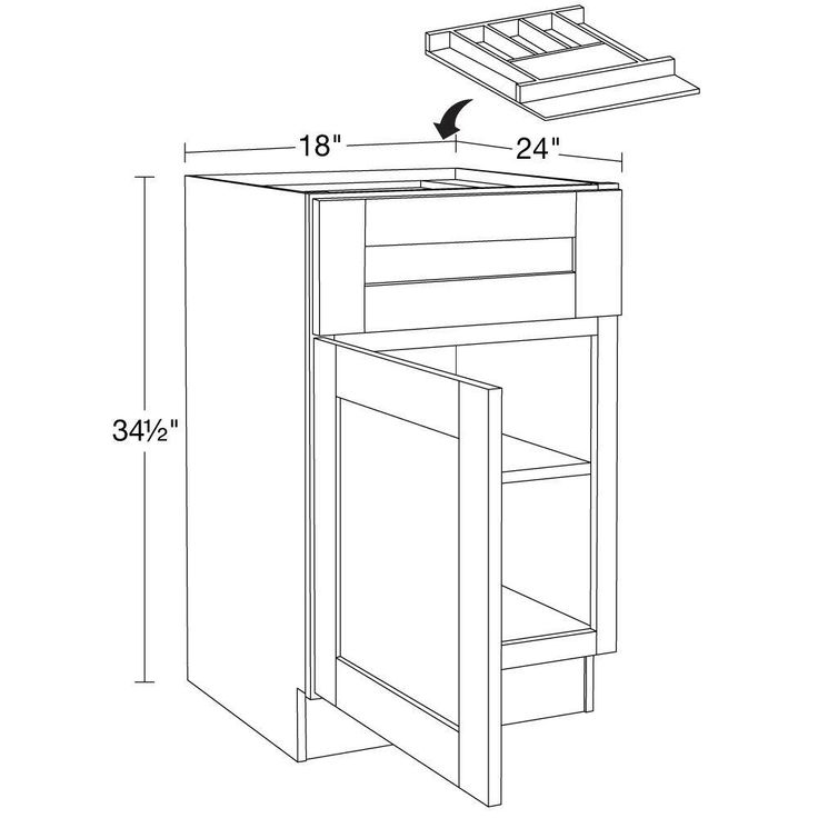 Home Decorators Collection Washington 18 in. W x 24 in. D x 34.5 in. H Veiled Gray Plywood Shaker Assembled Base Kitchen Cabinet Left CT Tray