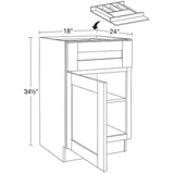 Home Decorators Collection Washington 18 in. W x 24 in. D x 34.5 in. H Veiled Gray Plywood Shaker Assembled Base Kitchen Cabinet Left CT Tray
