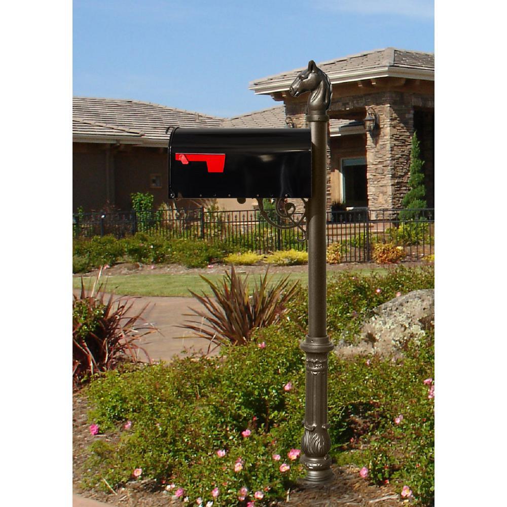 Lewiston Bronze Decorative Post Mounted Mailbox System with Non-Locking E1 Economy Mailbox - Super Arbor