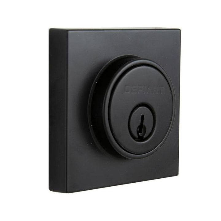 Contemporary Square Matte Black Single Cylinder Deadbolt