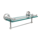16 in. L  x 5 in. H  x 5 in. W Gallery Clear Glass Bathroom Shelf with Towel Bar in Polished Nickel - Super Arbor