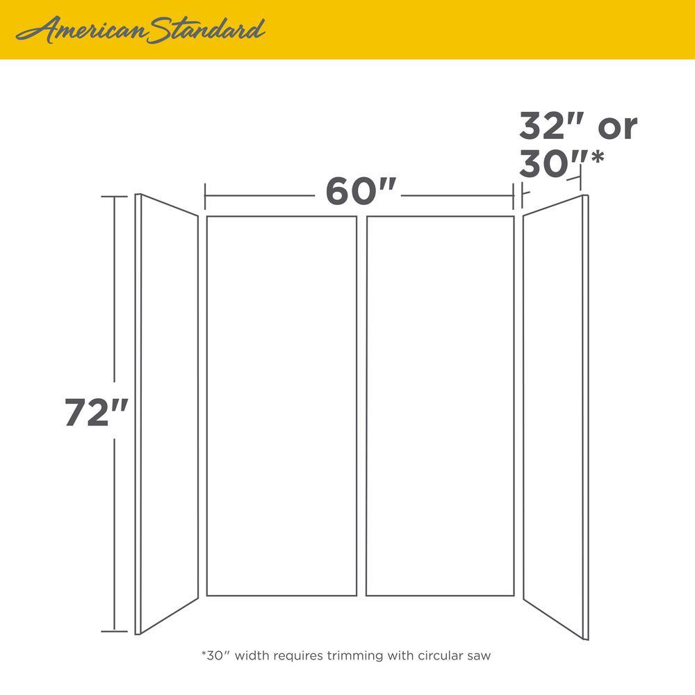 Passage 32 in. x 60 in. x 72 in. 4-Piece Glue-Up Alcove Shower Wall in Pewter Travertine - Super Arbor