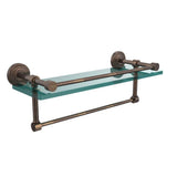 16 in. L  x 5 in. H  x 5 in. W Clear Glass Bathroom Shelf with Towel Bar in Polished Nickel - Super Arbor