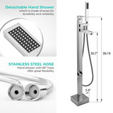 1-Handle Freestanding Floor Mount Roman Tub Faucet Bathtub Filler with Hand Shower in Chrome
