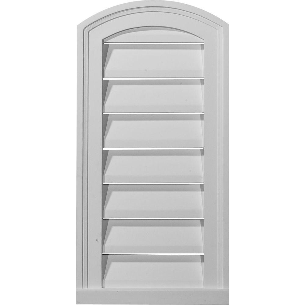 12 in in. x 24 in. Round Top Primed Polyurethane Paintable Gable Louver Vent - Super Arbor
