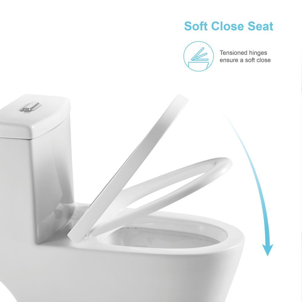 1-Piece Dual Flush 1.2 GPF/0.8 GPF Elongated High Efficiency Skirted Toilet All-in-One Toilet in White Seat Included - Super Arbor