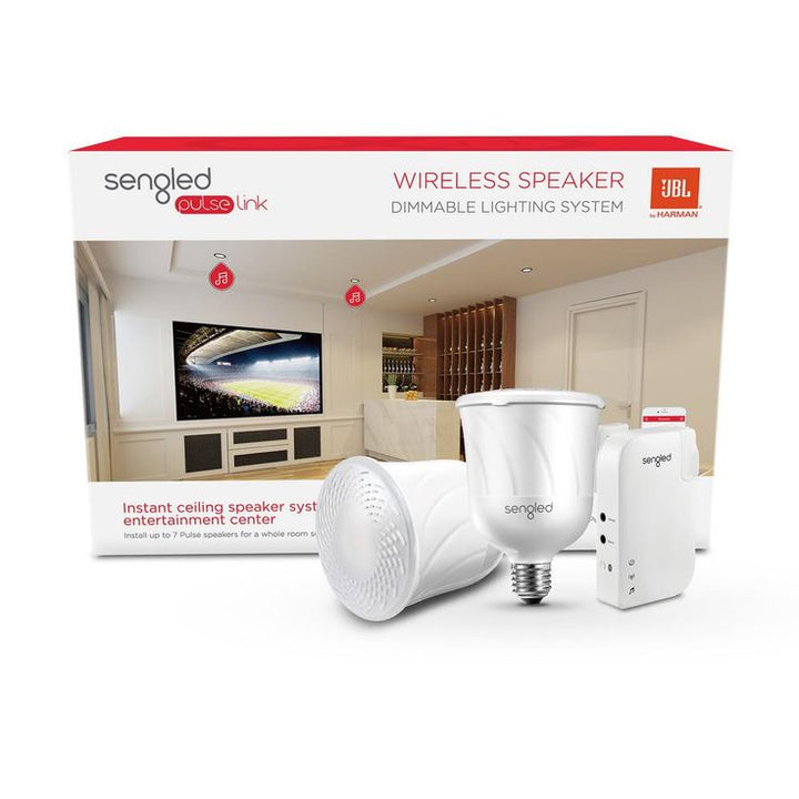 Sengled Pulse Link Starter Kit 55W Equivalent Soft White BR30 LED Smart Light with Bluetooth JBL Speaker and TV Adapter, Pewter