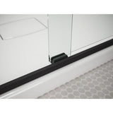 Pleat 59.625 in. x 63.5625 in. Frameless Sliding Bathtub Door in Matte Black with Frosted Glass - Super Arbor