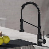 Kraus Bolden Matte Black 1-Handle Deck-Mount Pull-Down Handle Kitchen Faucet