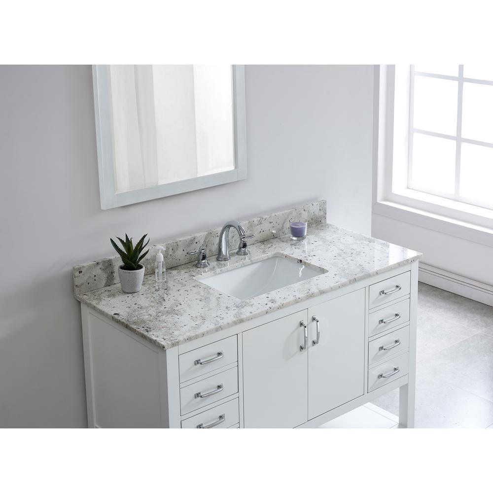 43 in. W x 22 in. D x .75 H Granite Vanity Top in Glacier White with White Basin - Super Arbor