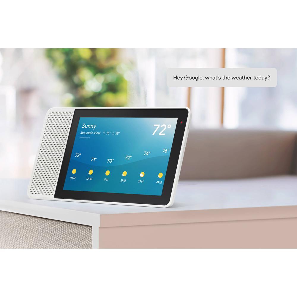8 in. Smart Display with Google Assistant - White Front/Gray Back - Super Arbor