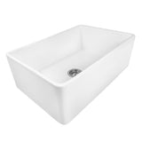 30 in. x 20 in. Fireclay Reversible Farmhouse Apron-Front Single Bowl Kitchen Sink in White - Super Arbor