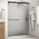 Lyndall 60 in. x 71-1/2 in. Frameless Mod Soft-Close Sliding Shower Door in Matte Black with 1/4 in. (6 mm) Clear Glass - Super Arbor