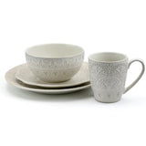 16-Piece Modern White Lace Stoneware Dinnerware Set (Service for 4)