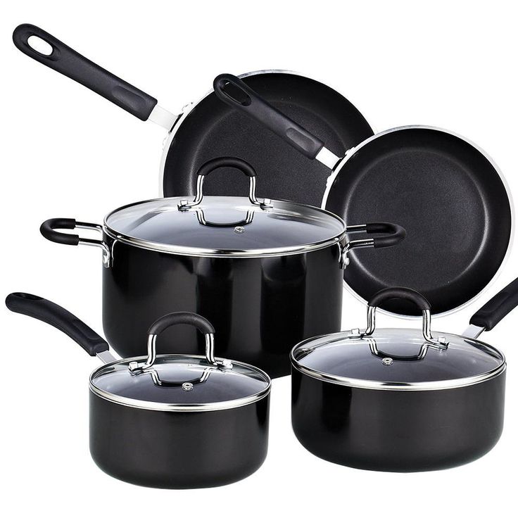 8-Piece Aluminum Nonstick Cookware Set in Black