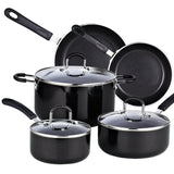 8-Piece Aluminum Nonstick Cookware Set in Black