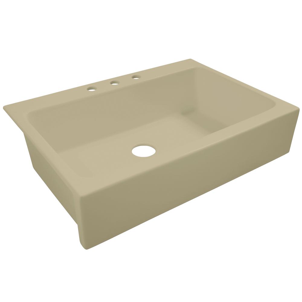 Josephine Quick-Fit Drop-in Farmhouse Fireclay 33.85 in. 3-Hole Single Bowl Kitchen Sink in Crisp White - Super Arbor