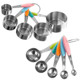 10-Piece Stainless Steel with Silicone Measuring Cups and Spoons Set
