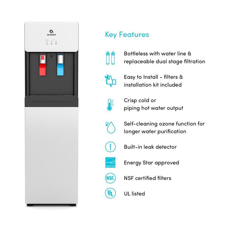 Self-Cleaning Touchless Bottle-Less Water Cooler Dispenser with Hot/Cold Water, Child Lock, NSF/UL/ENERGY STAR, White