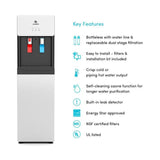 Self-Cleaning Touchless Bottle-Less Water Cooler Dispenser with Hot/Cold Water, Child Lock, NSF/UL/ENERGY STAR, White