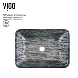 VIGO Titanium Handmade Glass Rectangle Vessel Bathroom Sink in Slate Grey