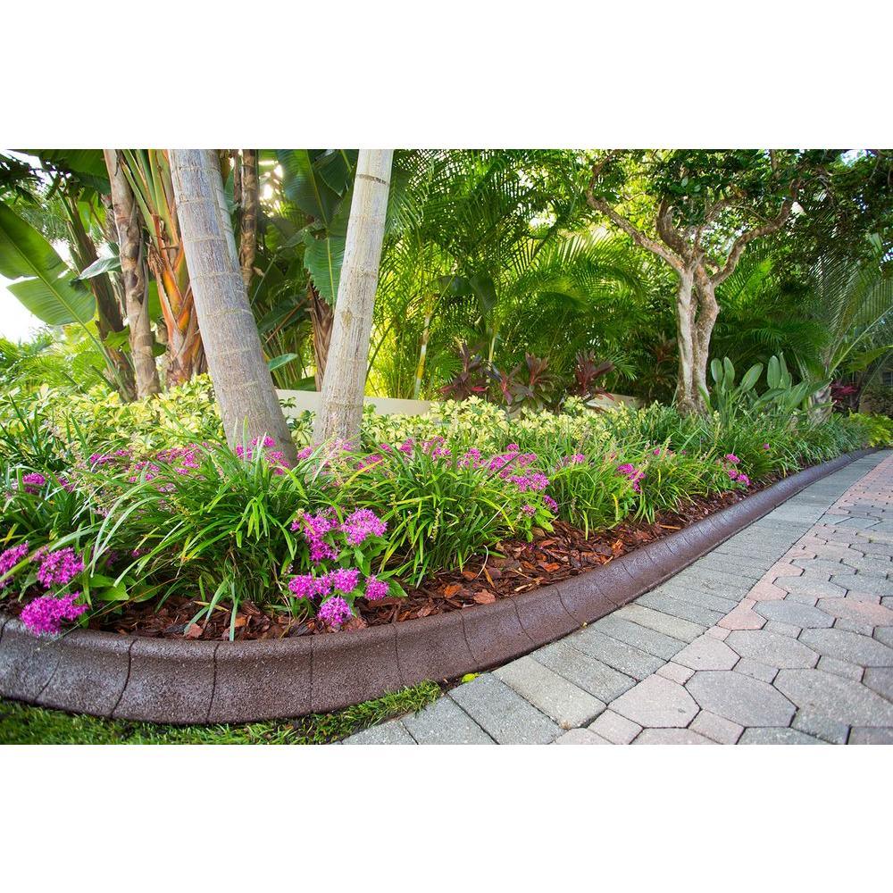 4 ft. Brown Rubber Curb Landscape Edging (4-Pack) - Super Arbor
