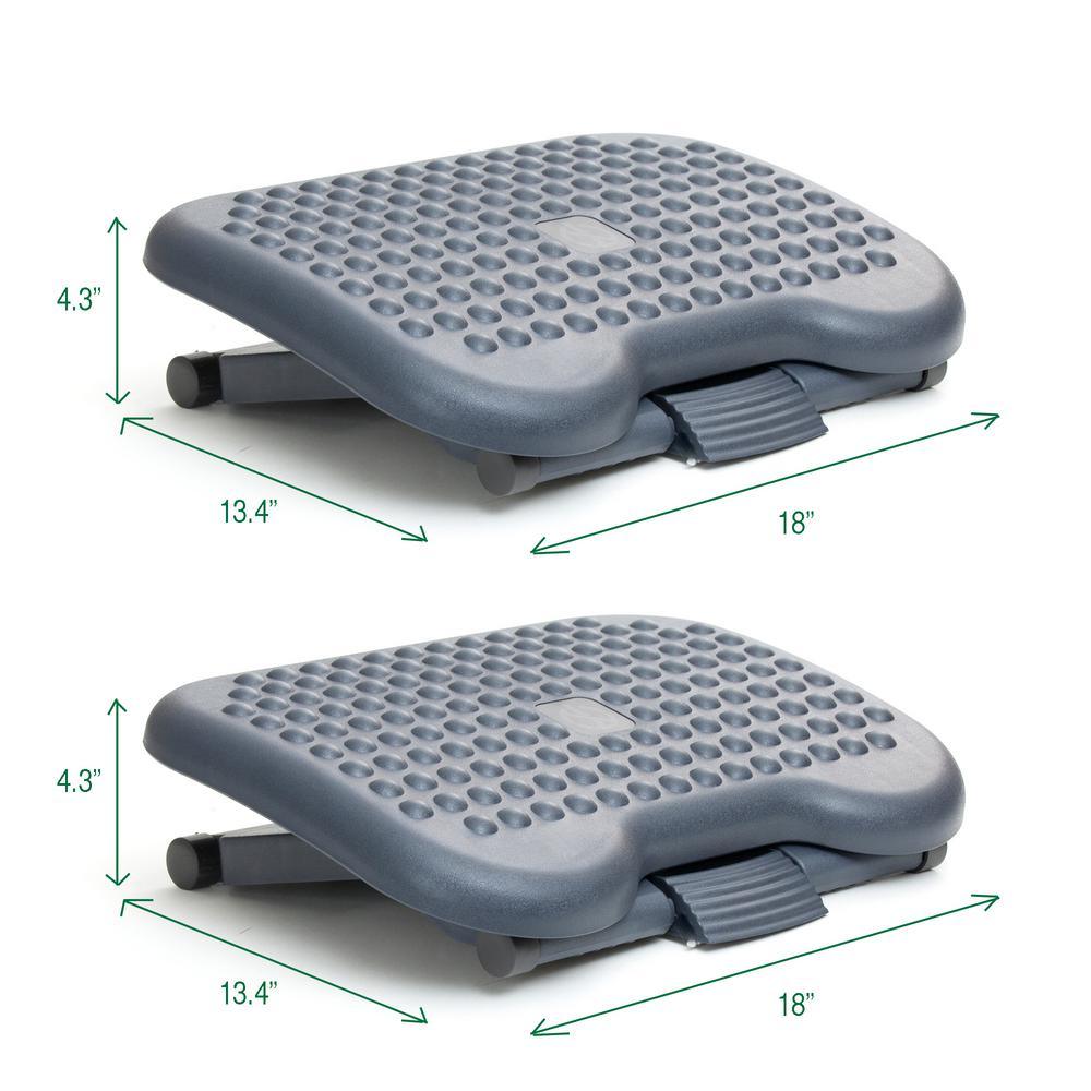 2 Pack Black Plastic Adjustable Height Ergonomic Foot Rest - Super Arbor