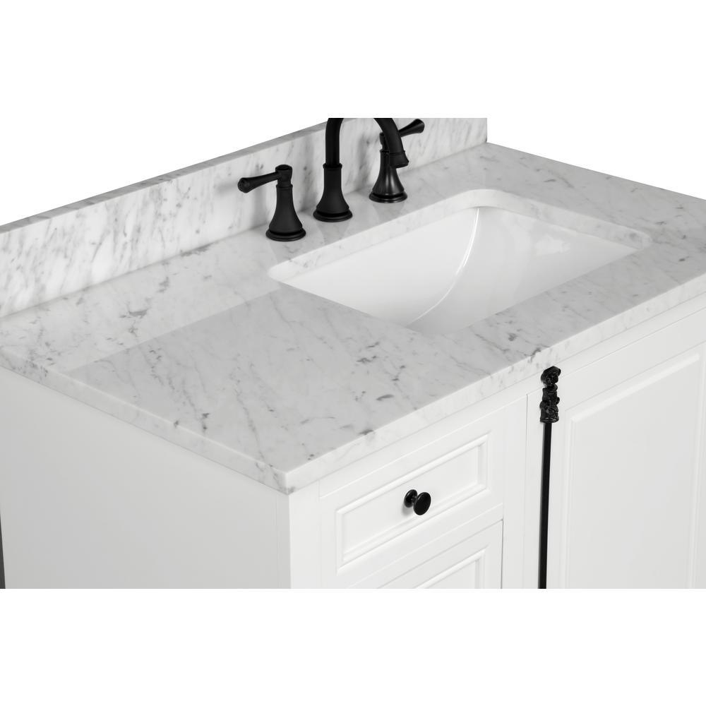 31 in. W x 22 in. D x 1 in. H Bianco Carrara White Marble Vanity Top with White Basin - Super Arbor