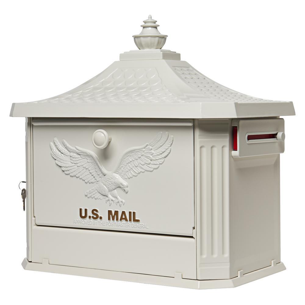 Hamilton Premium, Large, Locking, Aluminum, Post Mount Mailbox, White - Super Arbor