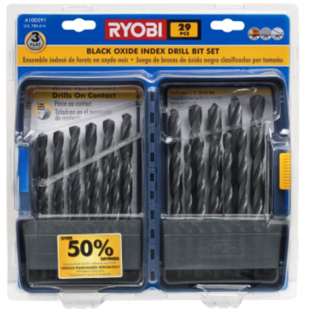 RYOBI Black Oxide Index Drill Bit Set (29-Piece) – A10D291