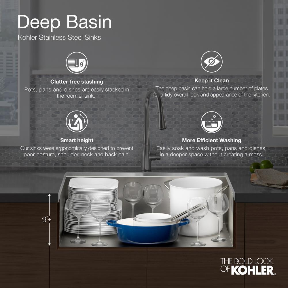 Lyric Dual Mount Workstation Stainless Steel 33 in 4-Hole Single Bowl Kitchen Sink with Integrated Ledge and Accessories - Super Arbor