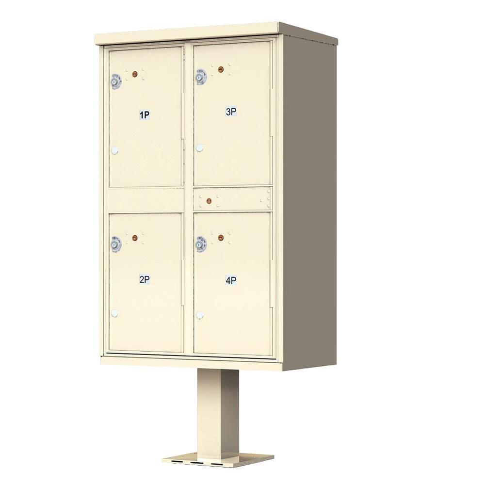 1590 Valiant Postal Gray 4-Compartment Parcel Lockers Pedestal Mount Mailbox - Super Arbor