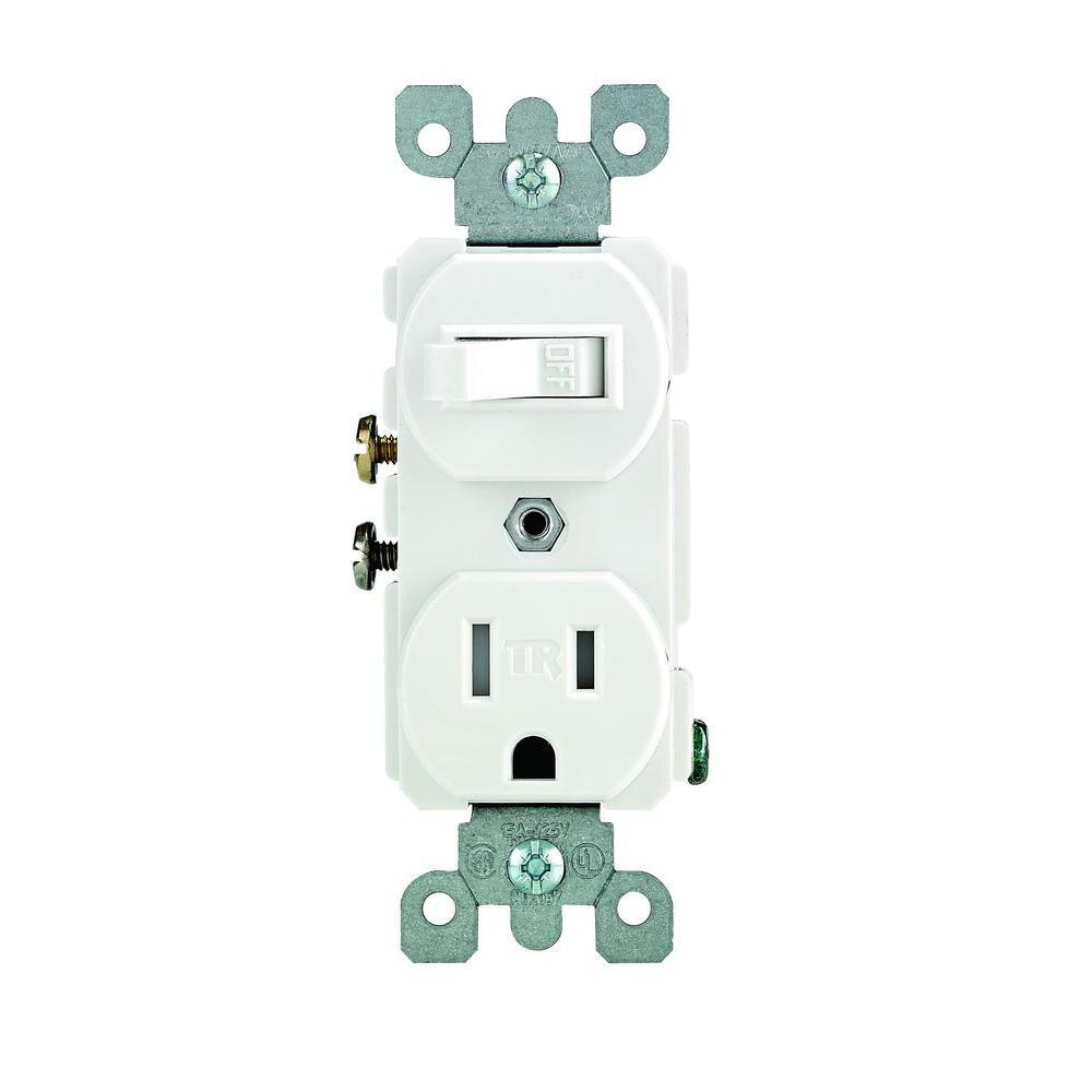 15 Amp Tamper-Resistant Combination Switch/Outlet, Light Almond - Super Arbor
