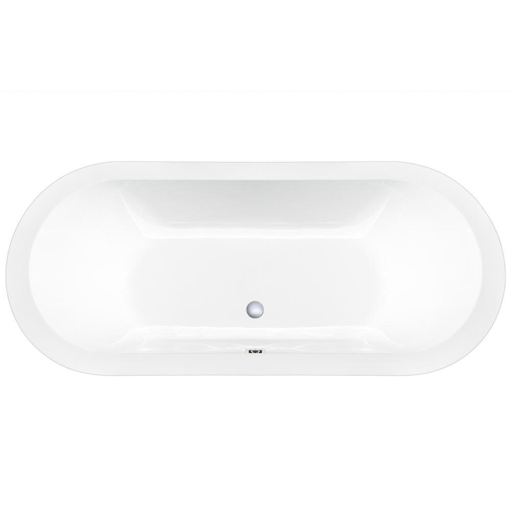 59 in. Acrylic Double Ended Flatbottom Non-Whirlpool Bathtub in Glossy White - Super Arbor