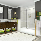 Coraline 56 in. to 60 in. x 60 in. Frameless Sliding Tub Door in Matte Black - Super Arbor
