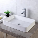 24 in. x 16 in. Bathroom Vessel Sink Modern Rectangle Bathroom Above in White Porcelain Ceramic Vanity Sink Art Basin - Super Arbor