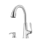 Pasadena Single-Handle Pull-Down Sprayer Kitchen Faucet with Soap Dispenser in Stainless Steel - Super Arbor