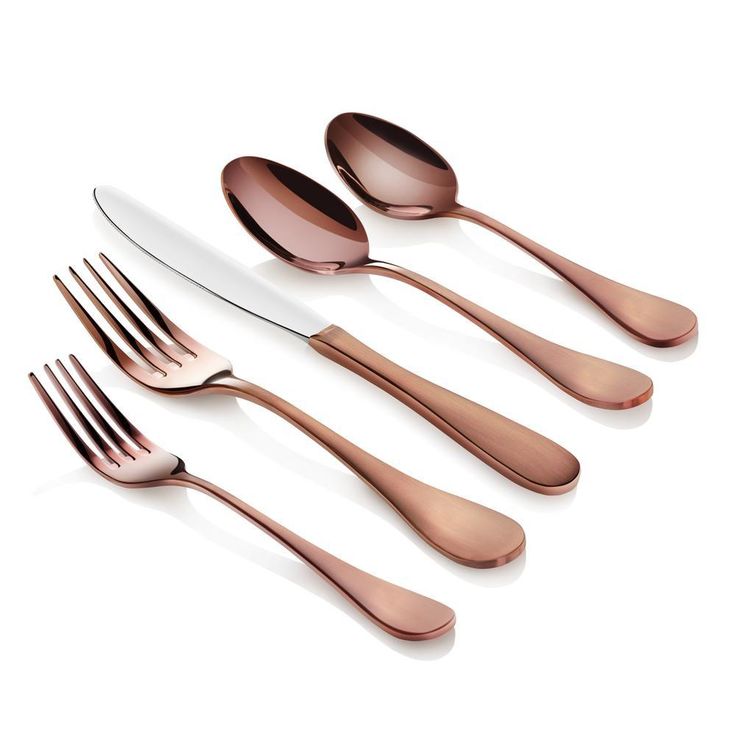 Rain 18/10 Stainless Steel Flatware 20-Piece Set, Antique Copper Finished, Service for 4