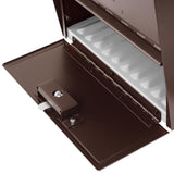 Oasis Eclipse Rubbed Bronze Post Mount Locking Parcel Mailbox with Silver Flag - Super Arbor