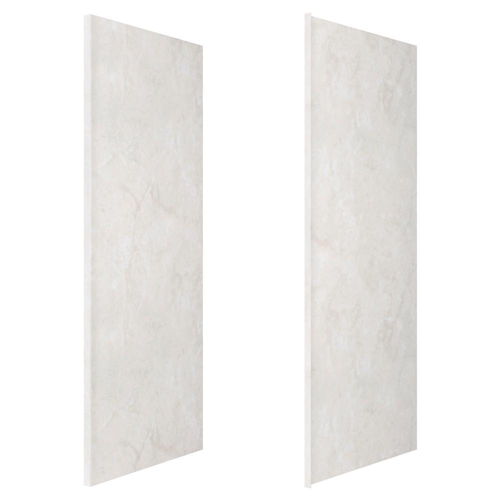 36 in. x 98 in. 2-Piece Glue-Up Alcove Side Shower and Bath Wall Set in Dove White - Super Arbor