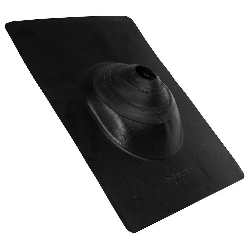 No-Calk 6-1/4 in. x 10-3/4 in. Galvanized Steel Black Vent Pipe Roof Flashing with 1 in. - 3 in. Adjustable Diameter