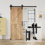 6 ft./72 in. Black Steel Strap Sliding Barn Door Track and Hardware Kit with 12 in. Cylinder Handle and Floor Guide - Super Arbor